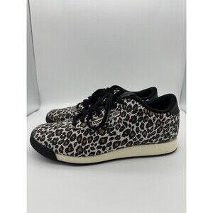 Reebok Sneakers Womens 9 Leopard Animal Print Lace-Up Classic Casual Travel